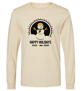AL2-BC3501-DTFHHS - Holiday Hardhat Snowman Long Sleeve Tee