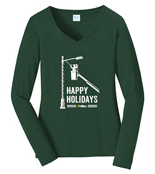 Holiday Lineman Ladies'  Long Sleeve V-Neck  Tee