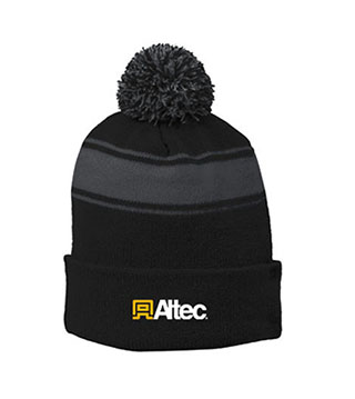 Stripe Pom Pom Beanie